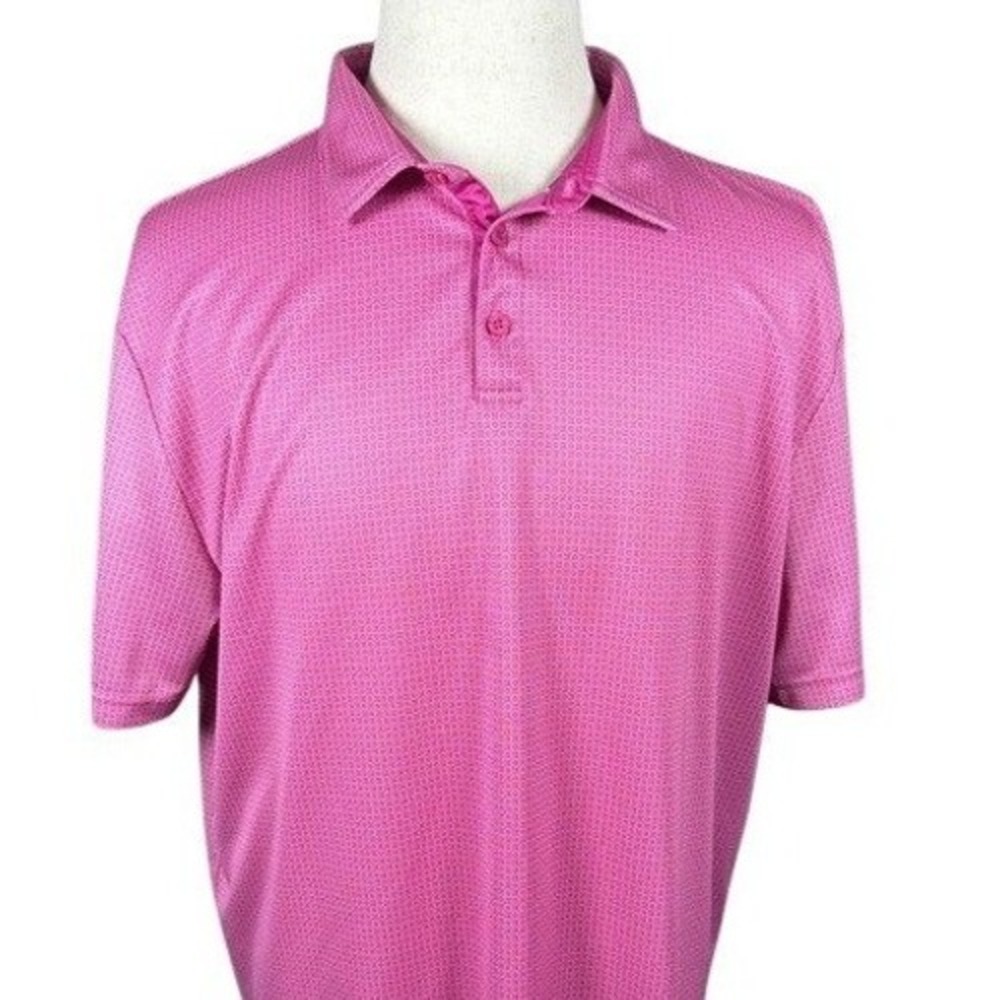 Black Clover Mens XXL Pink Geometric Micro Print Golf Polo Shirt Short Sleeve